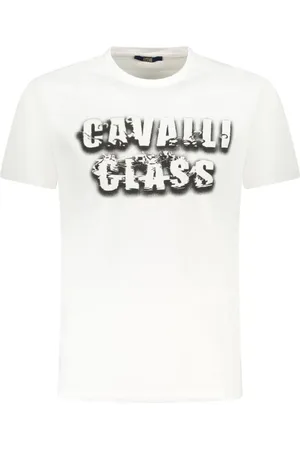 Roberto Cavalli Top, Herre, Hvid, M, Bomuld, Fed Print Crew Neck T-Shirt