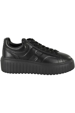Hogan Sko, Dame, Sort, 36 1/2 EU, Læder, Sort læder sneakers med H-striber
