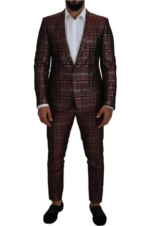 Dolce & Gabbana Jakkesæt, Herre, Rød, L, Rayon, Bordeaux Fantasy Slim Fit Two-Piece Suit