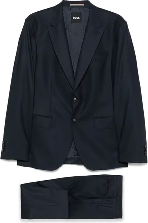 HUGO BOSS Jakkesæt, Herre, Blå, 4XL, Uld, Slim Fit Blandet Uld Dragt