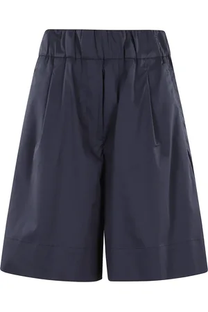 MYTHS Shorts, Dame, Blå, 2XS, Bomuld, Kort Bermuda Shorts i Mørkeblå