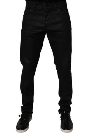 Dolce & Gabbana Jeans, Herre, Sort, M, Denim, Sort Skinny Denim Jeans med Logo Detaljer