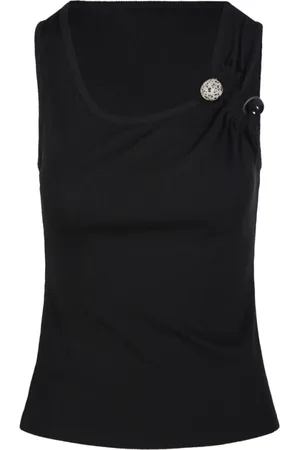 CHRISTOPHER ESBER Top, Dame, Sort, 2XS, Polyester, Sort Buckle Scoop Tank Top