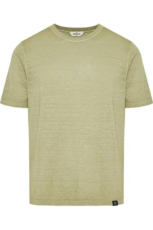 Gran Sasso Top, Herre, Grøn, 2XL, Linned, Linned T-shirt Made in Italy