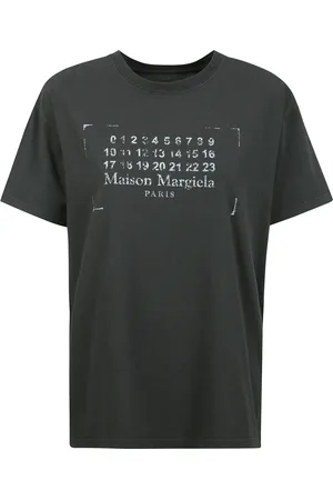 Maison Margiela Top, Dame, Sort, L, Bomuld, Bomuld Jersey T-shirt med numerisk logo print