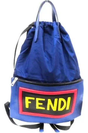 Fendi Pre-owned, Dame, Blå, ONE SIZE, Uld, Pre-owned Canvas rygsaekke