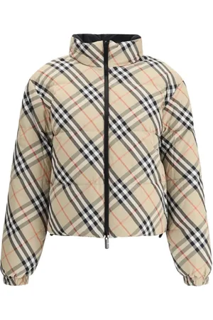 Burberry Jakke, Dame, Flerfarvet, S, Uld, Vendbar Dunjakke, Høj Hals Model