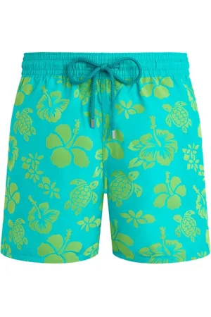 Vilebrequin Badetøj, Herre, Grøn, L, Uld, Ultralight, pakbar og flocked Tropical Turtle badeshorts til mænd
