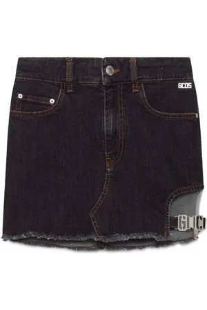 GCDS Nederdel, Dame, Sort, W28, Denim, Metal Logo Denim Mini Nederdel