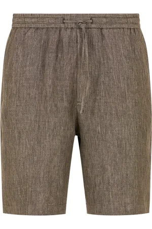 Emporio Armani Shorts, Herre, , XL, Linned, Brun Linnedshorts med Elastisk Talje