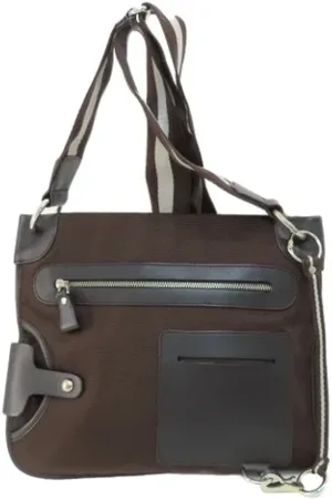 Bally Pre-owned, Dame, Brun, ONE SIZE, Uld, Pre-owned Canvas skuldertasker