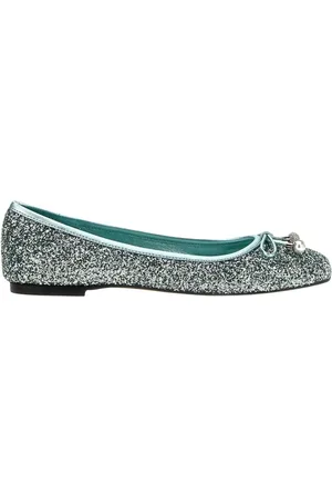 Jimmy Choo Sko, Dame, Grøn, 37 EU, Grøn Glitter Ballerina Flats med Bue Detalje