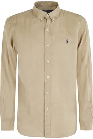 Ralph Lauren Skjorte, Herre, Brun, S, Linned, Beige Linned Sport Skjorte
