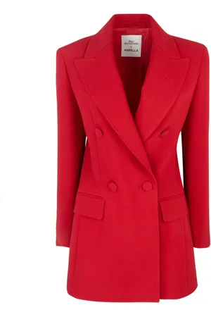 MARELLA Jakke, Dame, Rød, XS, Polyester, Rød Blazer med Rose Pin