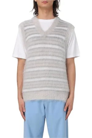 Marni Strik, Herre, Grå, L, Uld, Stribet sweater vest