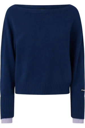 Pinko Strik, Dame, Blå, XS, Uld, Blå Sweater Lige Linje Blød Garn
