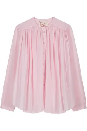 LAURENCE BRAS Bluser & Skjorter, Dame, Lyserød, M, Bomuld, Lyserød Bomuld Mao Krave Bluse