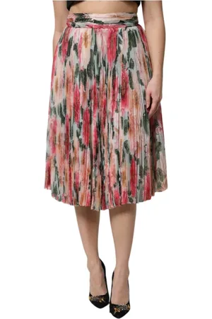 Dolce & Gabbana Nederdel, Dame, Flerfarvet, 2XS, Blomstret A-Line Midi Nederdel