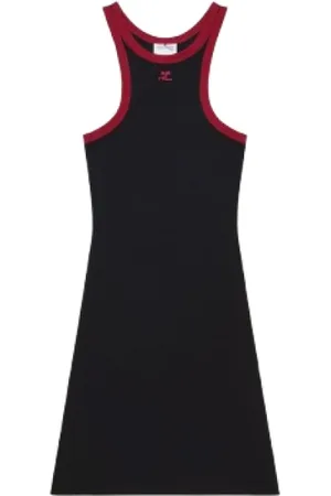 Courrèges Kjole, Dame, Sort, M, Bomuld, Sort Scuba Mesh Mini Kjole
