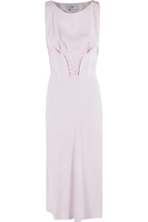 Elisabetta Franchi Kjole, Dame, Hvid, XS, Bomuld, Midi Kjole med Korset Front Lukning