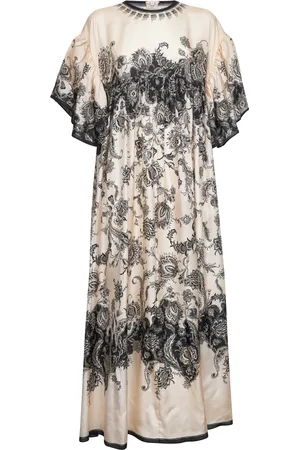 ZIMMERMANN Kjole, Dame, Flerfarvet, XL, Uld, Blomsterprint Silke Kaftan Kjole