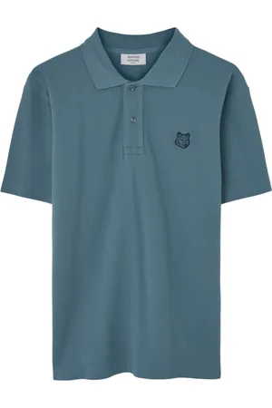 Maison Kitsuné Top, Herre, Blå, XL, Fed Fox Head Polo T-shirts