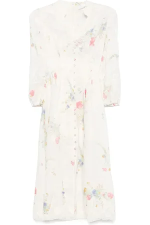ZIMMERMANN Kjole, Dame, Flerfarvet, 2XS, Blomstret Knapkjole