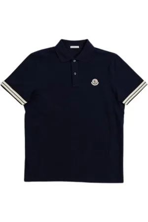 Moncler Top, Herre, Sort, 2XL, Bomuld, Navy Blue Cotton Polo Shirt