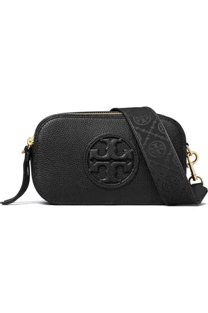 Tory Burch Taske, Dame, Sort, ONE SIZE, Uld, Sort skuldertaske med dobbelt lynlås