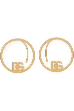 Dolce & Gabbana Tilbehør, Dame, Gul, ONE SIZE, Uld, Gyldne Bijoux Øreringe Graveret Logo