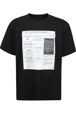 Maison Margiela Top, Herre, Sort, S, Bomuld, Grafisk Print Rundhals T-shirt