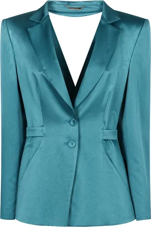 Alberta Ferretti Jakke, Dame, Blå, S, Uld, Silkeblandet Blazer med Reverskrave