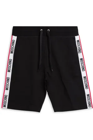 Moschino Badetøj, Herre, Sort, S, Bomuld, Enkle Snørebåndssporshorts med Logo