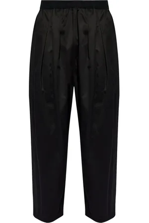 Maison Margiela Bukser, Herre, Sort, L, Bomuld, Sorte Plisserede Bukser med Signaturdetaljer