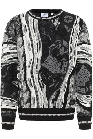 Carlo Colucci Strik, Herre, Sort, M, Moderne Jacquard Sweater