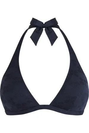 Vilebrequin Badetøj, Dame, Blå, XS, Jacquard Turtle Monogram Halterneck Bikini Top til kvinder