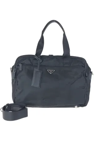 Prada Pre-owned, Herre, Sort, ONE SIZE, Uld, Pre-owned Canvas dokumentmapper