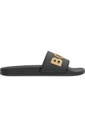 HUGO BOSS Sko, Herre, Sort, 43 EU, Præget Logo Gummislides