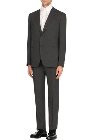 CARUSO Jakkesæt, Herre, Grå, 2XL, Uld, Elegant Gråt To-Delt Jakkesæt