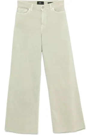 7 for all Mankind Jeans, Dame, Grøn, W25, Bomuld, Lotta Cropped Wide Leg Jeans