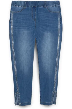 Fiorella rubino Jeans, Dame, Blå, 4XL, Bomuld, Jeggings med broderi