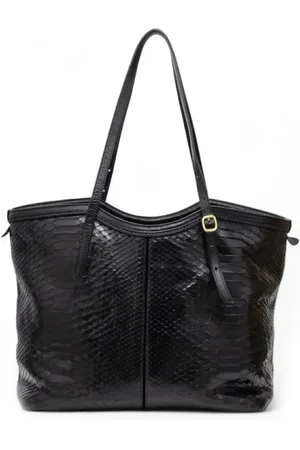 CLARIS VIROT Taske, Dame, Sort, ONE SIZE, Python Sort Tote Taske med Lynlås