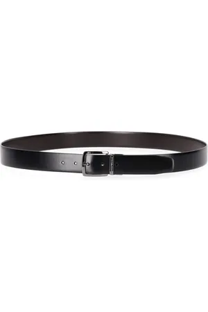 Emporio Armani Tilbehør, Herre, Sort, ONE SIZE, Læder, Vendbar Læderbælte Sort Mørkebrun