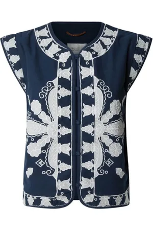 Pepe Jeans Jakke, Dame, Blå, M, Bomuld, Etnisk Broderet Marineblå Vest