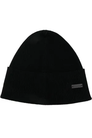 Saint Laurent Tilbehør, Herre, Sort, S, Cashmere, Sort Cashmere Strik Logo Hat