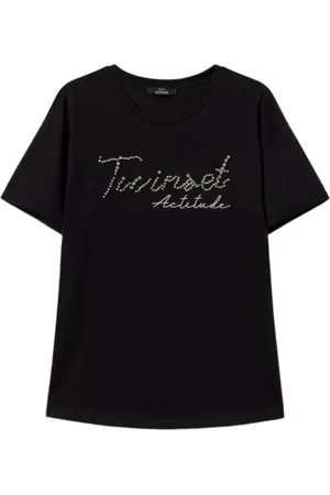 Twin-Set Top, Dame, Sort, M, Bomuld, Sorte T-shirts og Polos Actitude Kollektion