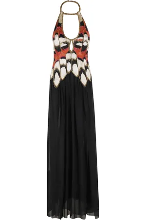 Isabel Marant Kjole, Dame, Sort, 2XS, Sort sommerfugl broderet maxi kjole