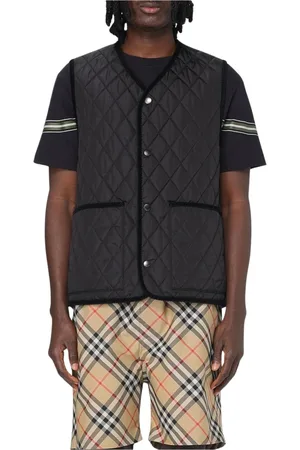 Burberry Jakke, Herre, Sort, L, Quiltet Velour Kant Jakke Vest