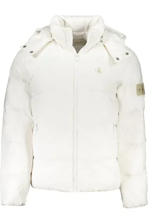 Calvin Klein Jakke, Herre, Hvid, 2XL, Nylon, Nylonjakke med aftagelig hætte