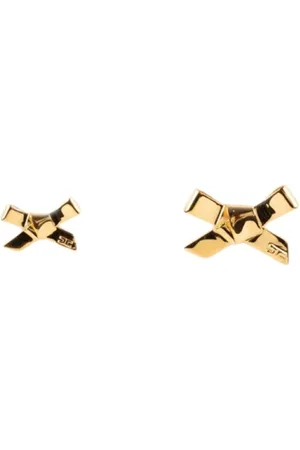 Elisabetta Franchi Tilbehør, Dame, Gul, ONE SIZE, Uld, Elegant Sløjfe Øreringe Guld
